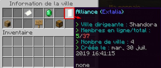 affichage info alliance via grimoire des villes