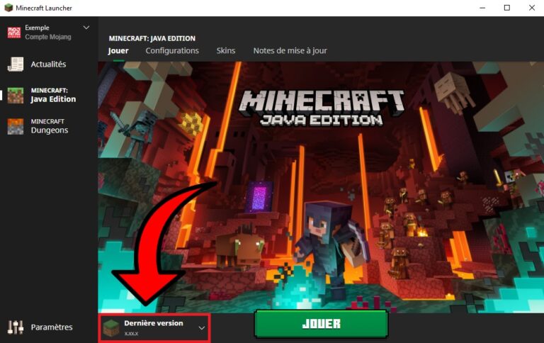 interface lancement jeu vidéo minecraft java