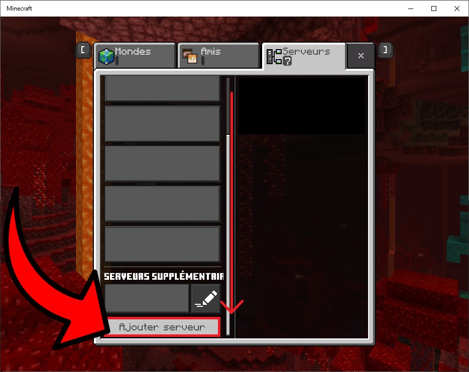 menu minecraft bedrock ajouter serveur