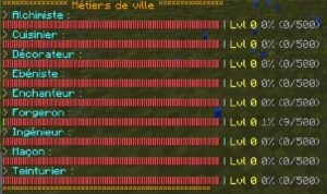 stats des métiers de ville